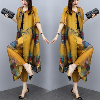 2025 New Summer Casual Loose Fashion Plus-Size Women's Cardigan Top and Pants Two-Piece Stylish Wide-Leg Pants Set