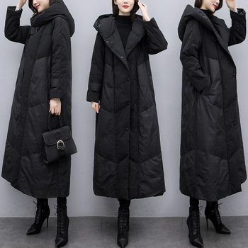 2025 New Plus-Size Women's Winter Stylish Thick Coat Korean Style Loose Extra-Long Over-The-Knee Leather down Jacket