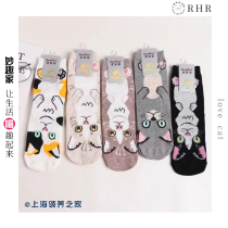 Adoption Home Autumn and Winter Cotton Straight Womens Socks Casual Cat Breathable Adult Cotton Socks (Five Sets)