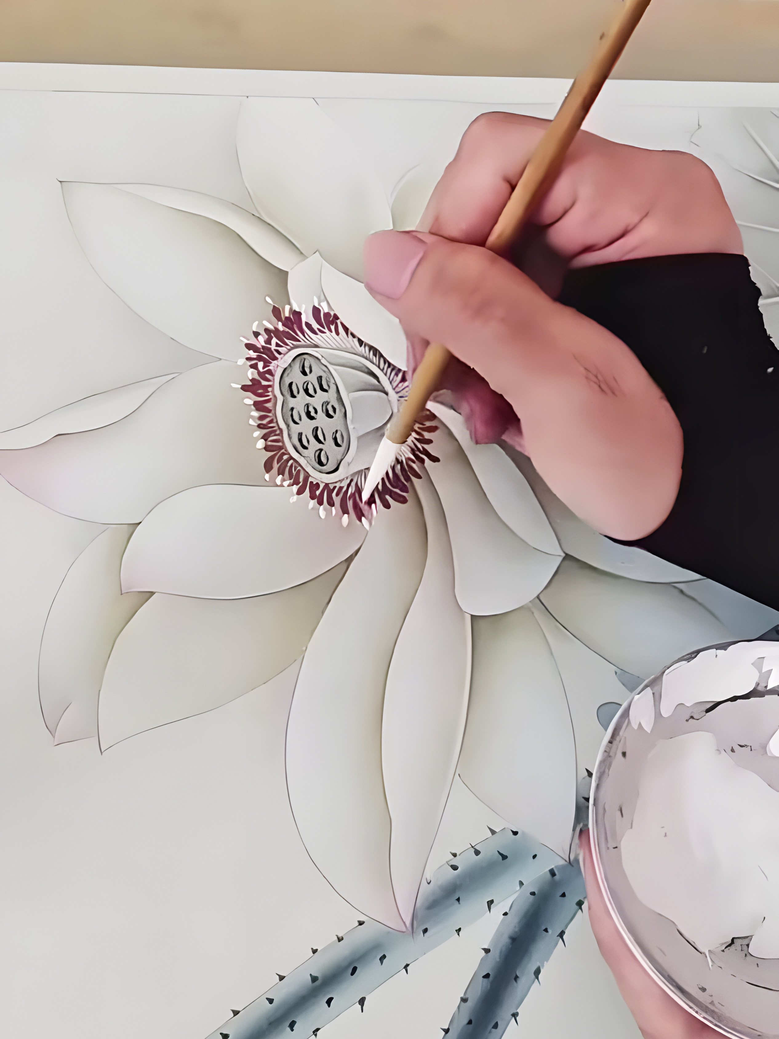 工笔画白描底稿：四尺荷花翠鸟，国画初学者的福音！-书法绘画学习套装