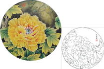 Work stroke white sketching manuscript line drafts Physical printing draft country painting beginners material fan surface peony lotus grapes