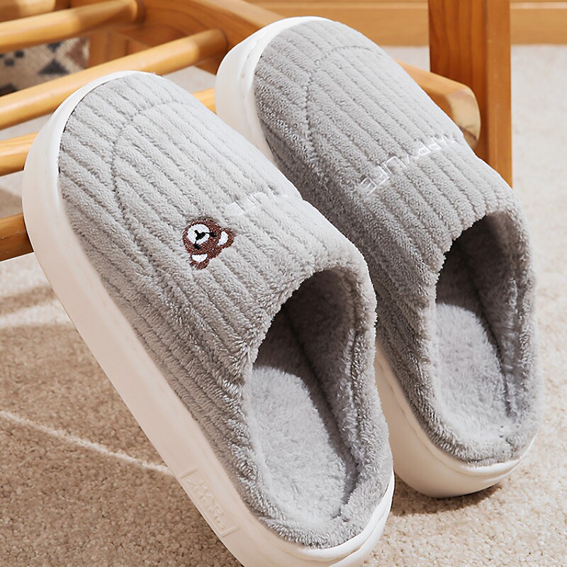 Cotton Slippers for Couples, Indoor Home Plush Winter New Non-Slip Women's Warm Men's Slippers, Autumn and Winter Thick-Soled