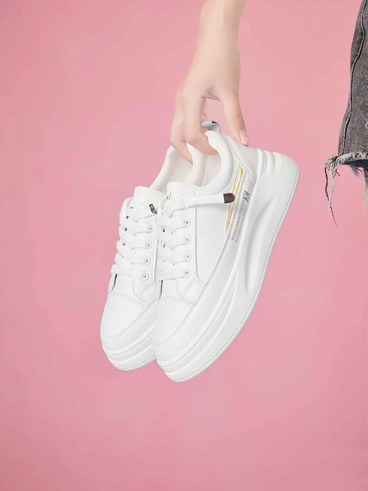 Broken code clearance Gemeiqi white shoes women's shoes new thick-soled round-toe heightening sneakers versatile casual sports shoes trend