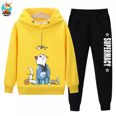 Boys spring 2021 new handsome sports trend boys fashion casual thick cotton mid-size children's thin top