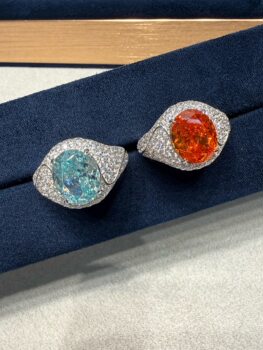 Heavy industry ring imported 5a high carbon diamond, rich fanta orange oval exaggerated temperament diamond ring