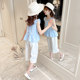 Girls' suit summer clothes 2022 new Korean version of the western style big children's summer children's net red fashionable short-sleeved two-piece suit