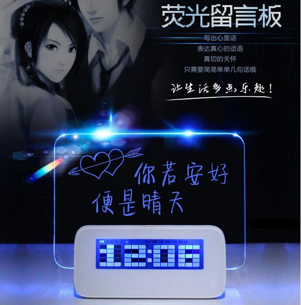 Send teachers and classmates birthday gifts Silent luminous fluorescent message board alarm clock Creative electronic clock Lazy clock