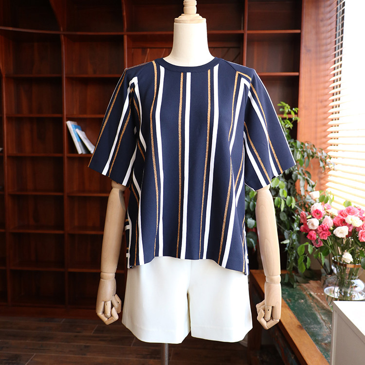 CM Cest Moi Midnight Flight Classic Multi - Color Stripe Casual Knitted Sweater Discover