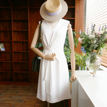 CM Cest moi dream goddess Japan imported fabric slim waist classic ribbon dress spot