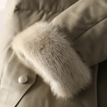 (Fold) Fur luxury down warm soil ER its sheepskin~90%white duck down mink wool stand-up collar down jacket