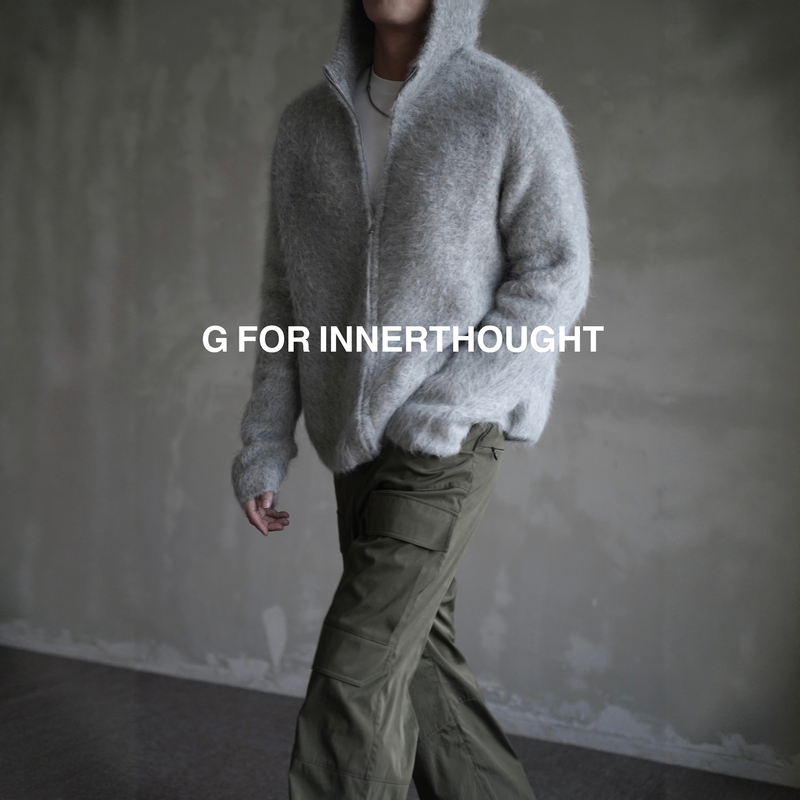 G for Innerthought Luxury Baby Alpaca Wool Blend Hooded Zipper Knitwear