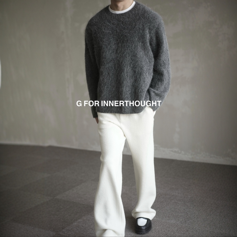 G for Innerthought Ultra-Fine Alpaca Wool Blend Baby Crew Neck Sweater for Men, Base Layer, Gray G for Innerthought Ultra-Fine Alpaca Wool Blend Baby Crew Neck Sweater for Men, Base Layer, Gray
