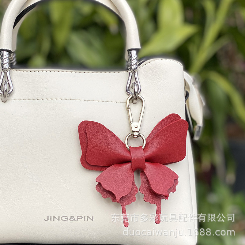 Cross-Border Original Butterfly Bag Pendant, Colorful Butterfly Leather Cord and Cotton Cord Decoration, Personalized Cartoon Versatile Leather Accessory