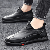 Summer mens shoes 2022 new trend of British working leisure shoes mens hundred lazy black bean tide shoes