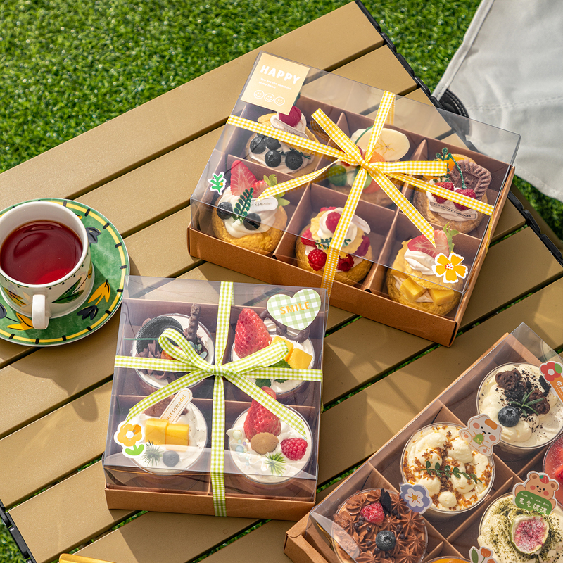 Picnic Box Four-Six-Nine Cake Grid Box Egg Tart Fruit Paper Cup Dessert Packaging Box Disposable Kraft Paper Box Picnic Box Four-Six-Nine Cake Grid Box Egg Tart Fruit Paper Cup Dessert Packaging Box Disposable Kraft Paper Box