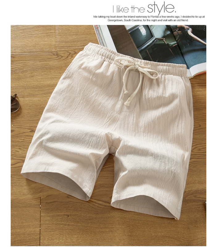 Pajama quần nam mùa hè phần mỏng cotton năm điểm home shorts quần lớn đầu mùa hè kích thước lớn lỏng quần linen quần ống rộng nữ