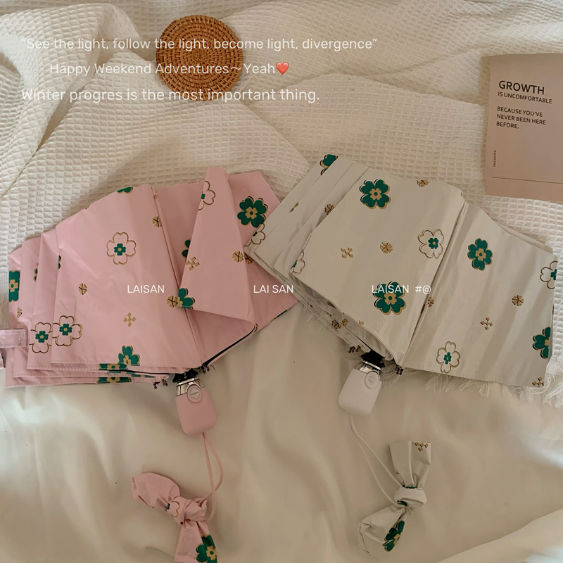 Automatic umbrella female ins wind forest folding umbrella sunscreen anti-UV student sunshade sun and rain dual-use