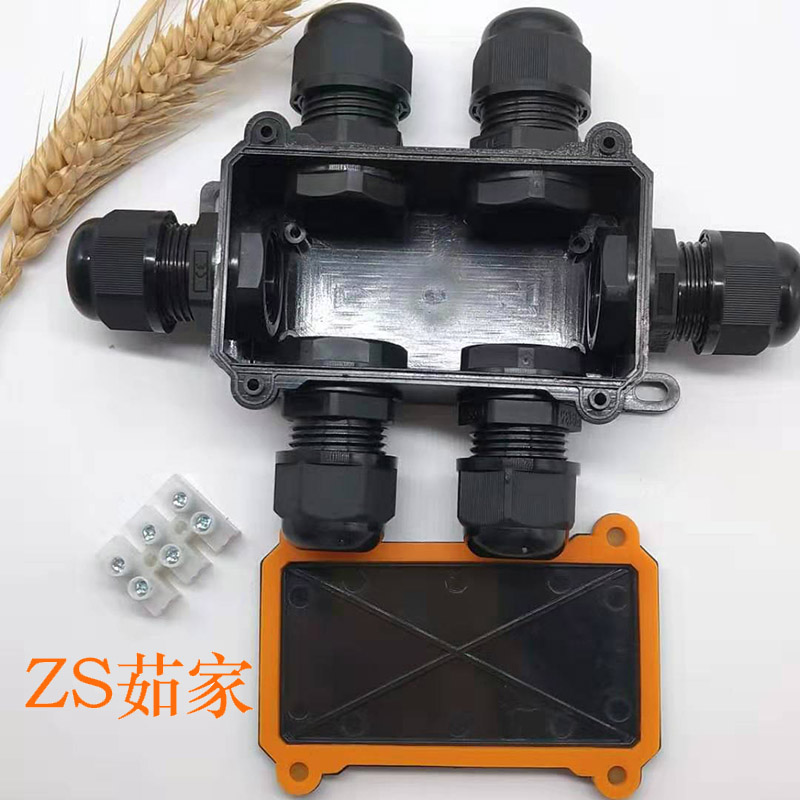 Outdoor waterproof sealed box with terminal can be buried underwater two in four out branch line IP68 plastic shell promotion