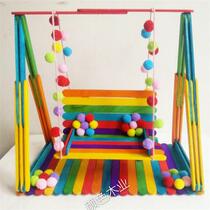 Ice cream lollipop lollipop stick handmade diy color swing model kindergarten production material wooden bar wooden stick