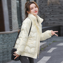 Four seasons of green womens clothing new Hangzhou 2021 Winter-installed Euro-goods bright face down cotton clothes free of washing short and short and padded jacket