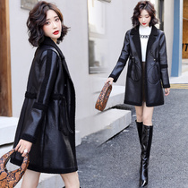 Four Seasons Green Woman Dress New Hangzhou 2021 Autumn Winter Fashion Plus Suede Thickened two-faced wearing leather fur one-piece jacket