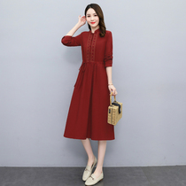 Four Seasons Green Woman Dress New Hangzhou 2022 Springtime Noble Lady High-end Long Sleeve Dress Dress Foreign Air Embroidery Dress