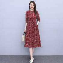 Four Seasons Green Woman Dress New Hangzhou 2022 Springtime Cotton Linen Long Sleeve Crummy Dress with Dress Temperament Cashew Slim Fit