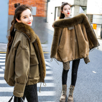 Four Seasons Green Womens Dress New Hangzhou 2021 Winter Small Subsmall and Flannel Tooling Cotton Padded Jacket short Padded Jacket