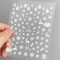 Белая наклейка, со снежинками