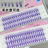 Сиреневые накладные ресницы, комиксы для наращивания для ресниц, отдельные пучки ресниц, лиса, енот