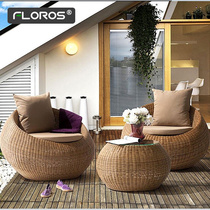 Outdoor rattan chair three-piece set balcony sofa courtyard simple coffee table combination outdoor table and chair homestay rattan furniture