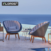 Simple Outdoor Leisure Sofa Table and Chair Combination Set Furniture Rattan Teak Garden Patio Terrace Outdoor Balcony