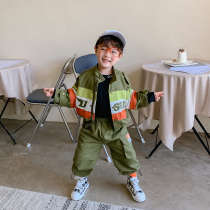 Children Jacket Long Pants Suit Tide New Spring Autumn Korean Version Boy Spring Clothing CUHK Boy Boy Baby Ocean Clothing Tide