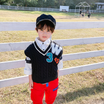 (20% off for 1 piece)Boys knitted vest Childrens Korean sweater Spring and autumn big childrens baby Western style spring boys clothing
