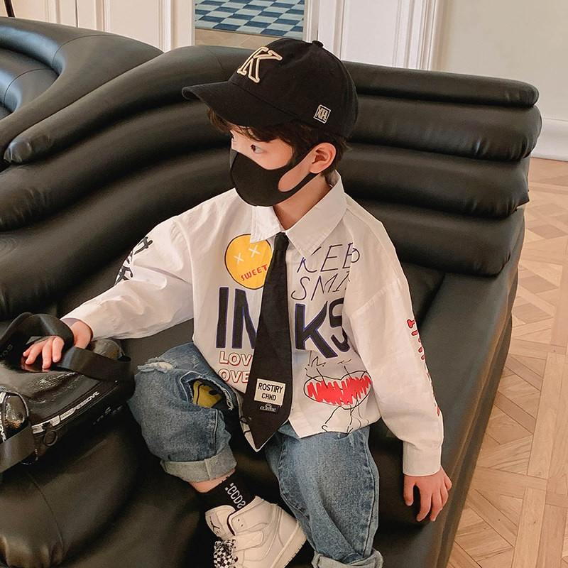 BB Home Boy Clothing Boy Shirt Spring 2022 New CUHK Scout Spring Clothing Children Fried Street Shirts Blouses