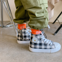 Boy High Help Plaid Canvas Shoes 2022 Chunqiu New childrens childrens shoes CUHK Baby Boy Nets Red Casual Shoes