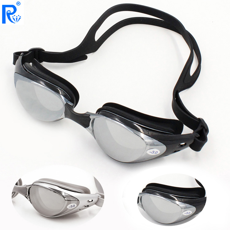 Ruihe HD electroplating anti-fog myopia coating swimming goggles multi-degree optional myopia swimming goggles 6100