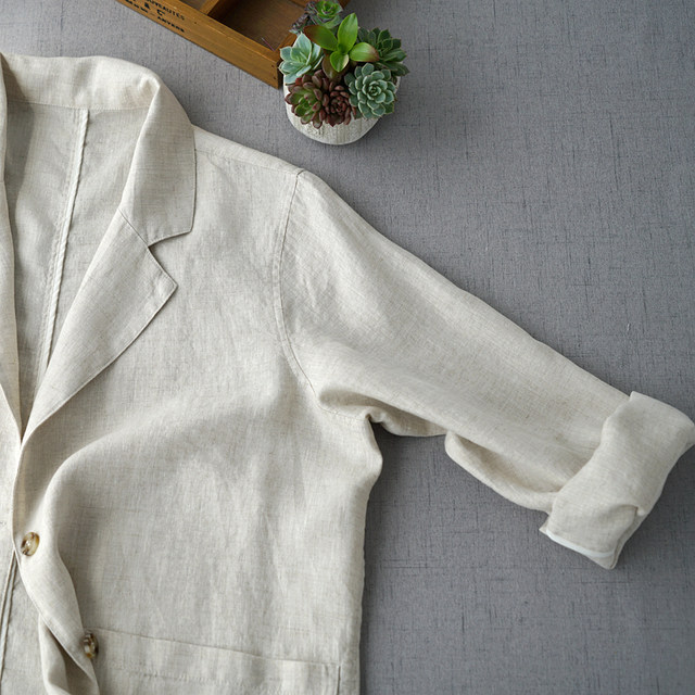 Comfortable linen suits thin coat women's spring new loose women's simple casual all-match linen tops