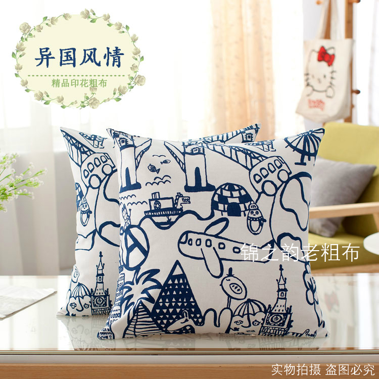 Cotton cũ vải thô ôm gối mà không cần lõi vuông sofa bông đệm thắt lưng gối giường tựa lưng xe gối