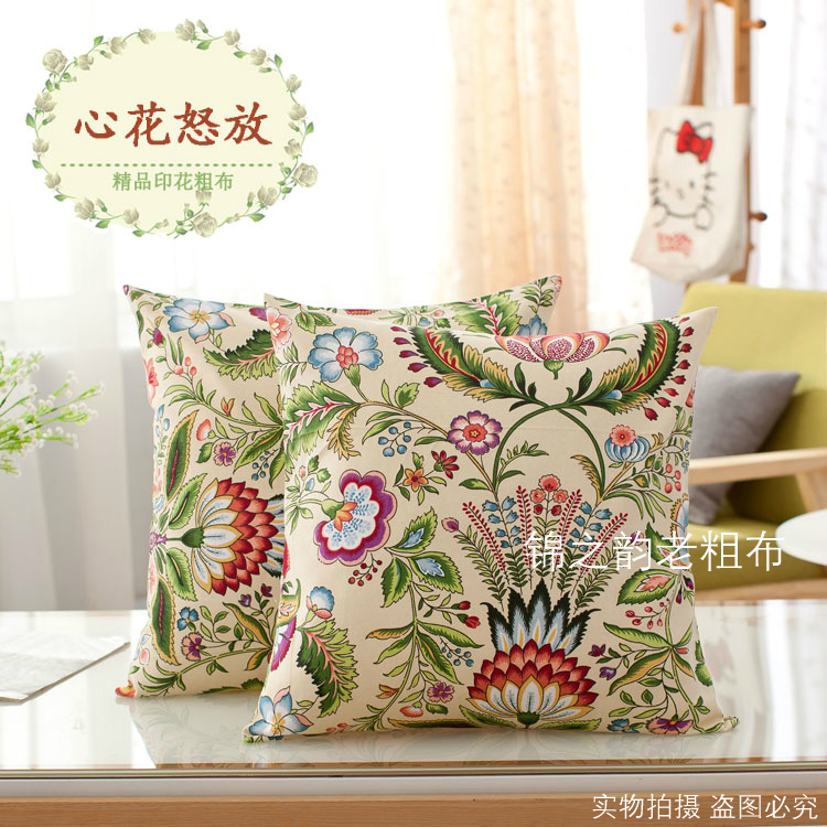 Cotton cũ vải thô ôm gối mà không cần lõi vuông sofa bông đệm thắt lưng gối giường tựa lưng xe gối