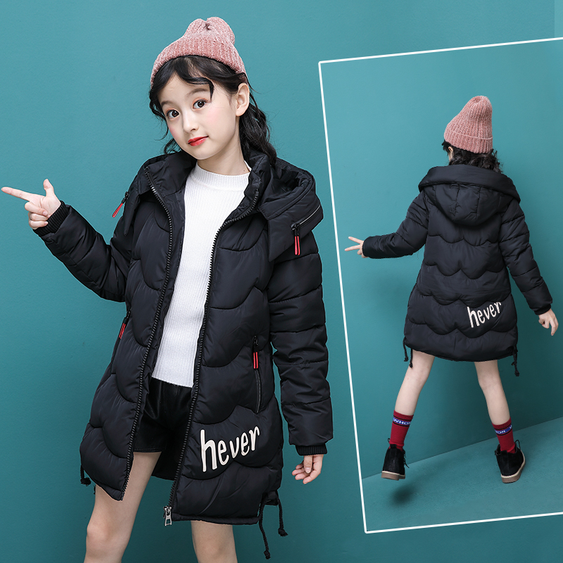 Girls' cotton-padded clothes 2022 new girl's western style winter clothes big children's jacket thickened children's cotton-padded jacket mid-length cotton clothes tide
