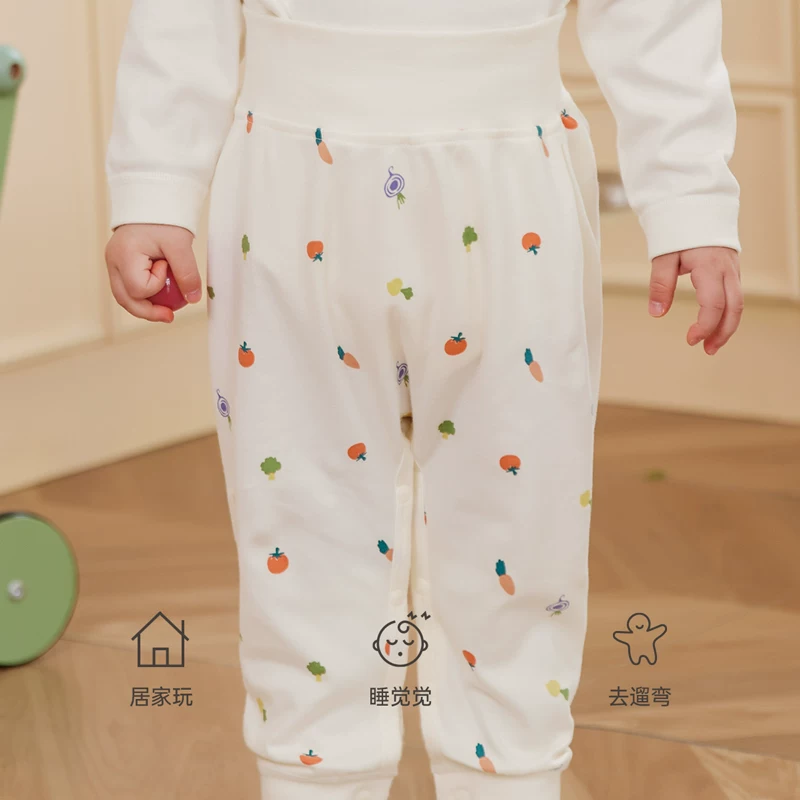 Детские брюки Babylove, пуповинная лента, термобелье, хлопковые леггинсы, высокая талия