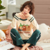 Phiên bản Hàn Quốc của phụ nữ đồ ngủ xuân hè thu đông tay dài bằng cotton hai mảnh phù hợp với những cô nàng ngọt ngào và đáng yêu có thể mặc đồ ở nhà đồ bộ mùa hè Bên ngoài ăn mặc