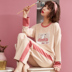 Phiên bản Hàn Quốc của phụ nữ đồ ngủ xuân hè thu đông tay dài bằng cotton hai mảnh phù hợp với những cô nàng ngọt ngào và đáng yêu có thể mặc đồ ở nhà đồ bộ mùa hè Bên ngoài ăn mặc