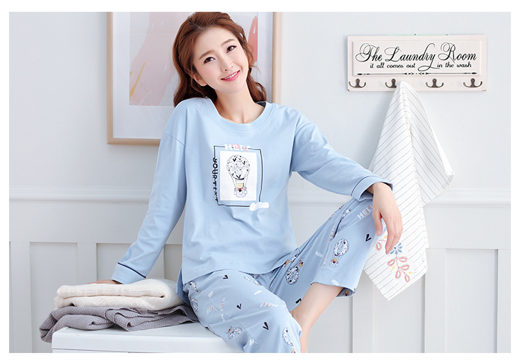 Đặc biệt hàng ngày bộ đồ ngủ nữ mùa xuân và mùa thu cotton dài tay mùa thu và mùa đông cotton dịch vụ tại nhà phiên bản Hàn Quốc của các cô gái nhỏ dễ thương phù hợp quần áo ngủ nữ