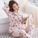 Đồ ngủ nữ mới cotton nữ mùa xuân và mùa thu dài tay ngọt ngào dễ thương trung niên mẹ áo len cotton phục vụ nhà bộ mặc nhà