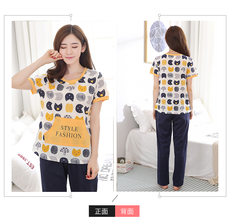 Đồ ngủ nữ mùa xuân và mùa hè cotton tay ngắn quần ngọt ngào và dễ thương có thể mặc đồ thể thao mỏng phần ít phụ nữ phục vụ nhà pijama nam
