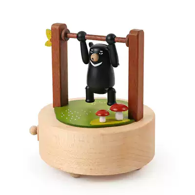 Jeancard Taiwan black bear single lever music box Cartoon animal music box Christmas children's and men's Birthday gifts