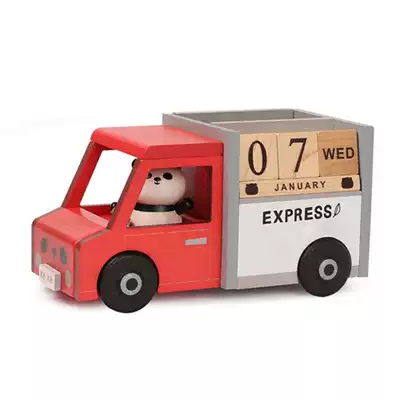 Jeancard wooden panda Courier perpetual calendar cure desktop pendulum pen holder student children birthday gift