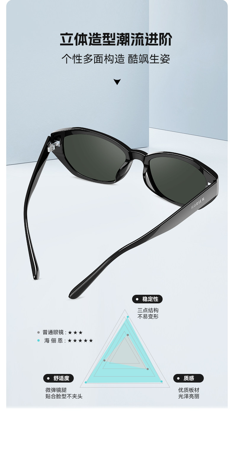 Хай Ян американский ретро кошачий глаз рама черная зеркало женские модели личность окошко поляризующий очки текстура лист Горячая девушка 